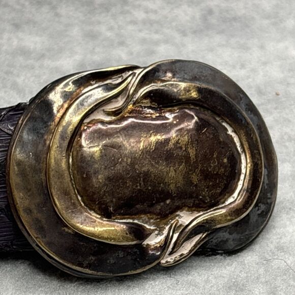 Brutalist Belt Buckle Colin Wilking Snake Asymmetrical Purple Dragon Vintage 70s - Picture 7 of 16